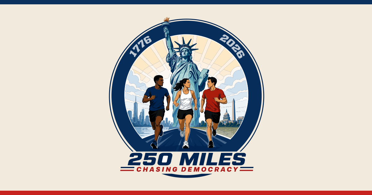 Chasing Democracy 250 campaign media graphic